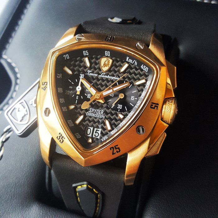 Lamborghini - SPYDER - Limited Edition - Suede - Swiss Chronograph - 18K Gold - Herre - Ny