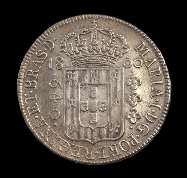 Brasil (koloni), Portugal. D. Maria I (1786-1799). 640 Réis (2 Patacas) 1800 R - Rio de Janeiro - SEM RESERVA  (Ingen reservasjonspris)