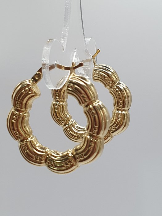 圈形耳環 - 18 克拉 黃金 