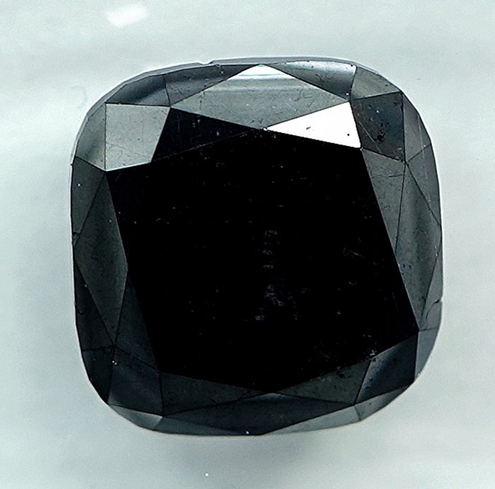 Diamante - 3.17 ct - Cojín - Color tratado, Black - N/A