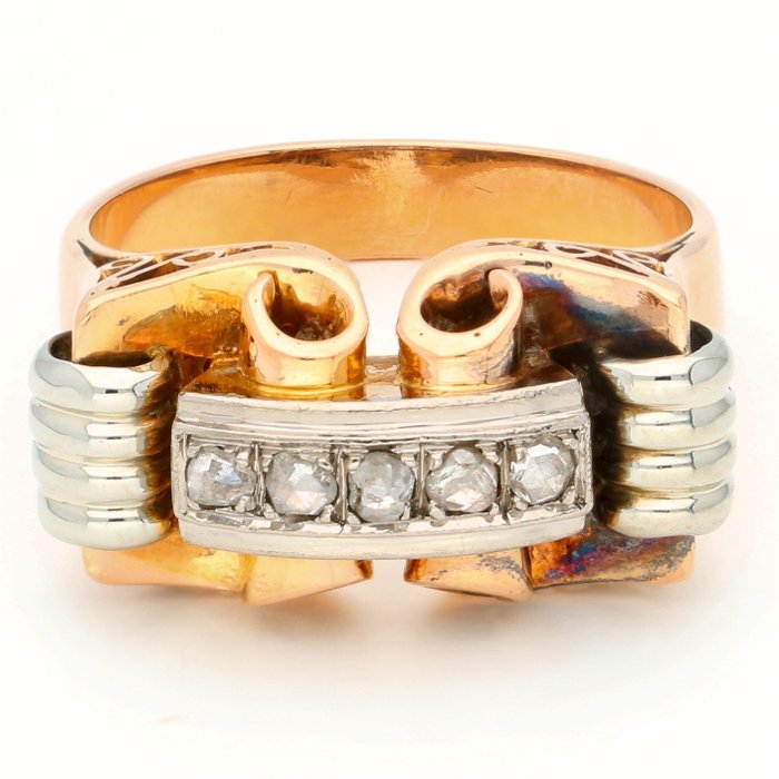 No Reserve – 18 karaat Goud, Tweekleurig – Ring Diamant