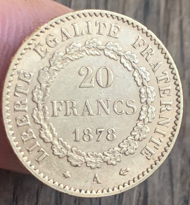 20 Francs Or 1878-A Génie