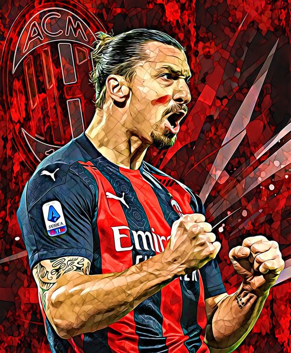 AC Milan - Liga de fútbol Italiana - Zlatan Ibrahimović - 2023 - Artwork, Print, edición limitada 6/30 