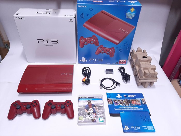 Sony Playstation 3 Slim 500GB Limited Edition Red CIB in very good condition - Video game - In original box