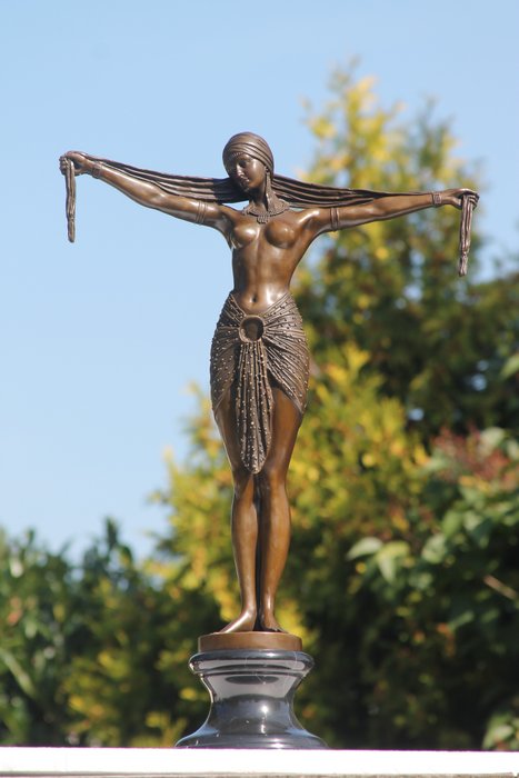 Statue, scarab - 75 cm - bronze marble