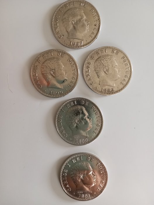 Portugal. Carol I (1881-1914). 500 Reis 1891-1907 (5 moedas)