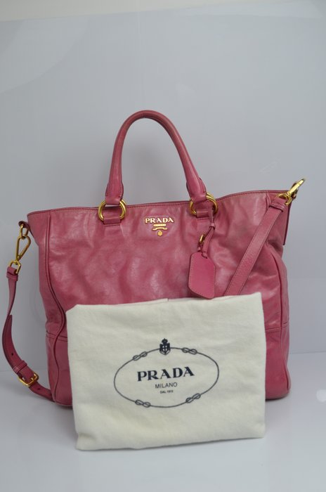 Prada - Authenticated Etiquette Handbag - Leather Pink For Woman, Very Good condition