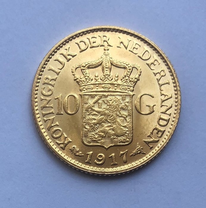 Nederland. Wilhelmina (1890-1948). 10 Gulden 1917