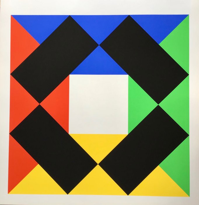 Max Bill - Compositie met wit centrum - década de 1970