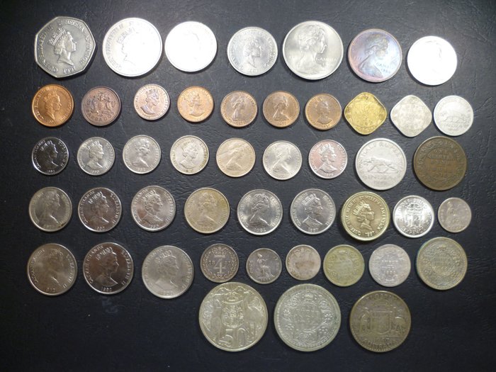 United Kingdom Commonwealth. Lot various coins 19th and 20th century (47 pieces with 11 silver)
