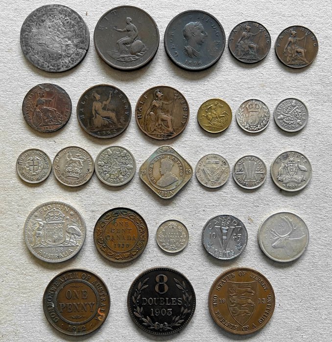 United Kingdom, Engelse Kolonien. 1664 - 1964: 26 munten verenigd Koninkrijk en koloniën (12 zilver)