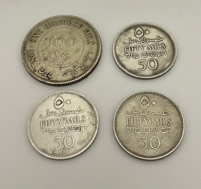 Palestine. Lot of 4 coins Palestine was a British Mandate from 1917 to 1948.