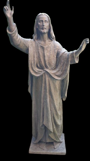 Sculpture, 基督, （103 厘米）Giovanni Curti 米兰艺术铸造厂 - 黄铜色 - Early 20th century