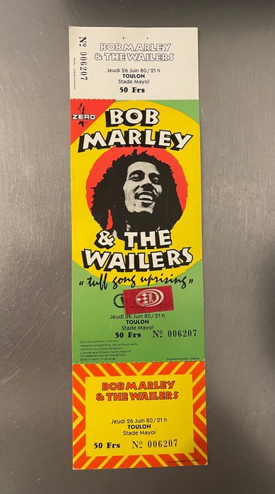 Bob Marley & the Wailers - Tuff Gong Uprising - Stade Mayol Toulon - Concert Ticket - 1980 - France - Biglietto ufficiale (concerto) - 1980/1980