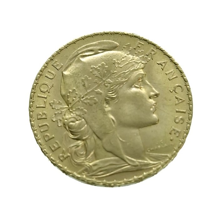 Frankrike. 20 Francs 1908  Third Republic Marianne