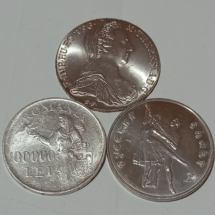 World, Austria, Romania, Russia. Lot of 3 Coins (1780)-1998