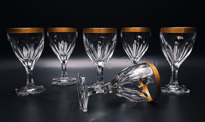 Josephinenhutte Josair - heavy white wine glasses (6) - .999 (24 kt) gold,  Crystal - JOSS22 - Catawiki