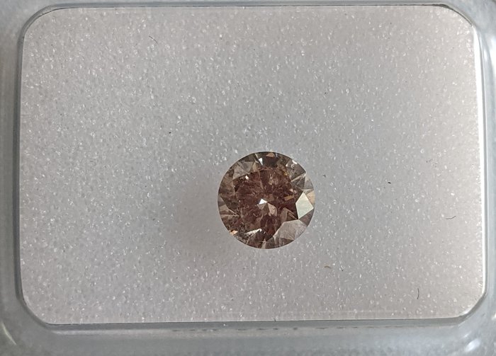 Diamant - 0.39 ct - Rond - Light Yellowish Brown - SI3, No Reserve Price