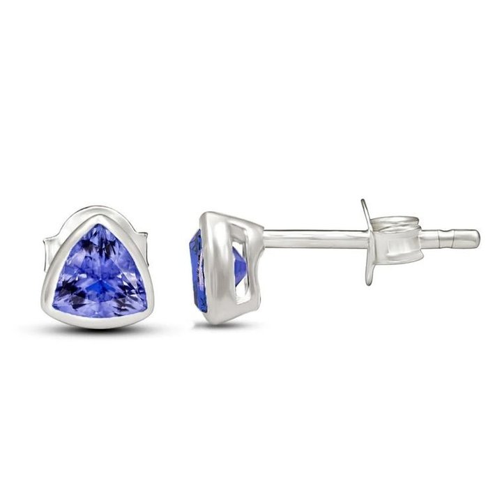 Tanzanite 2 stud earrings / faceted / new- 0.68 g - (2)