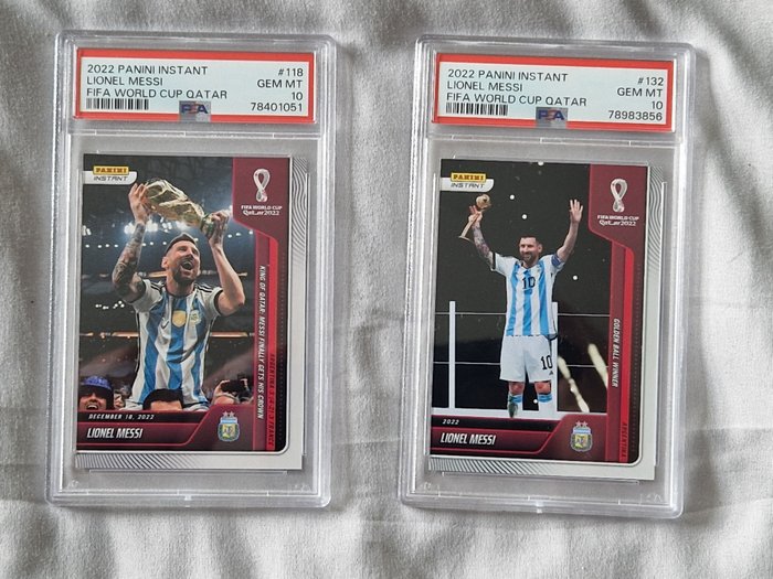 2022 - Panini - Instant World Cup - Lionel Messi - #118 & #132 - 2 Graded card - PSA 10