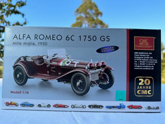CMC 1:18 - 1 - Modelracerbil - Alfa-Romeo 6C 1750 GS #84 Tazio Nuvolari. Winner Mille Miglia 1930 - Limited Edition: 2.000 stk på verdensplan
