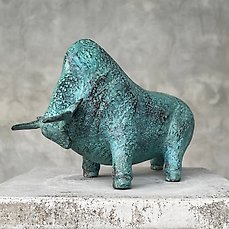 sculptuur, NO RESERVE PRICE – Sculpture of a Striking American Bison – Link to video of this sculpture down – 15 cm – Brons