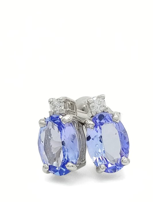 No Reserve Price - Earrings - 18 kt. White gold Tanzanite 