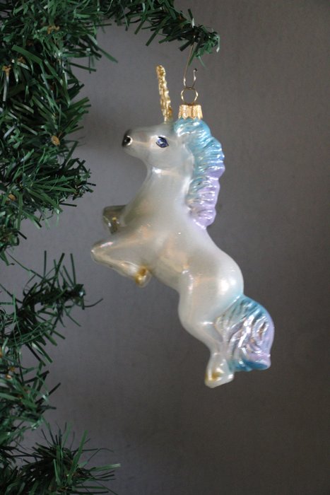 Eenhoorn van glas/Unicorn made from glass - Kerstbal ornament - (1) - Glas