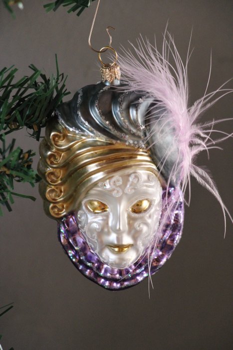 Carlini. Milano, venetiaans masker als kerstornament - Juleballpynt Carlini, Milano (1) - Glass
