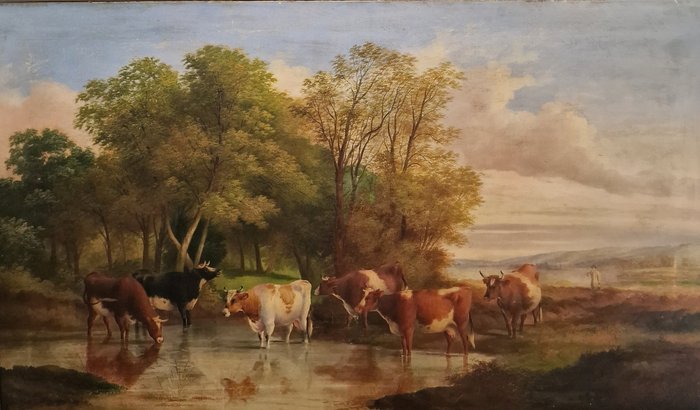 Arthur H. Davis (1871-1897) - Paesaggio con bovini