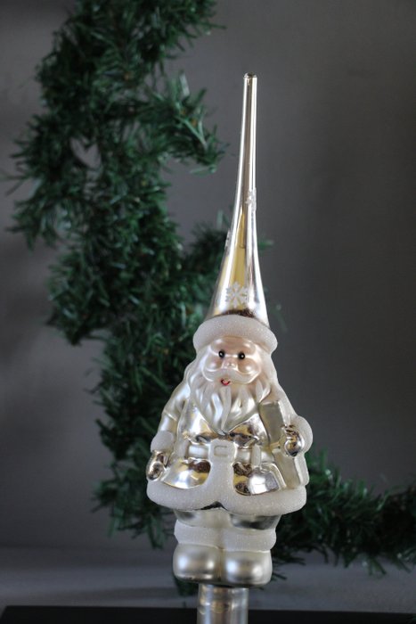 Inge Magic: kerst boom piek in de vorm van een witte kerstman - Julekugle Inge Magic kerstboom piek in de vorm van een kerstman (1) - Glas