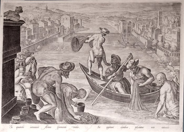 Jan Van Der Straet (1523-1605) - Fishing on the Arno