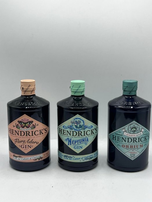 Gin Hendrick - Neptunia, Flora Adora & Orbium - 70cl - 3 garrafas