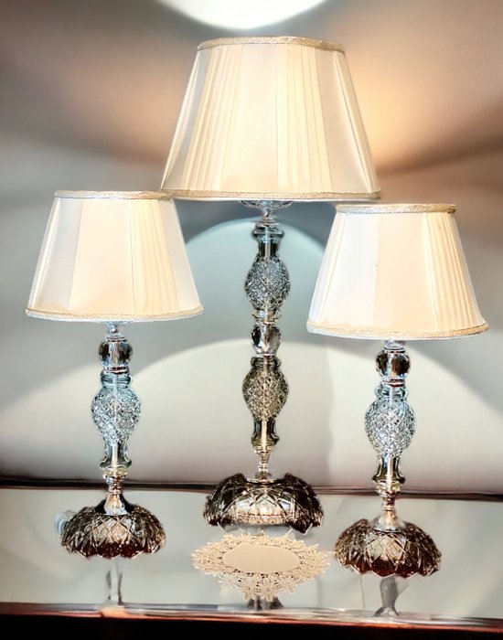 slc illumina - MG - Lampe de table de chevet (3) - Tris/losange - Cristal