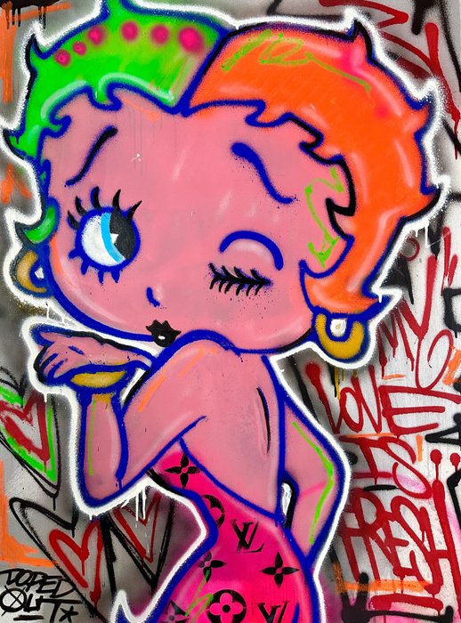 Doped Out M - Betty Boop x Louis Vuitton - spraypaint - Catawiki