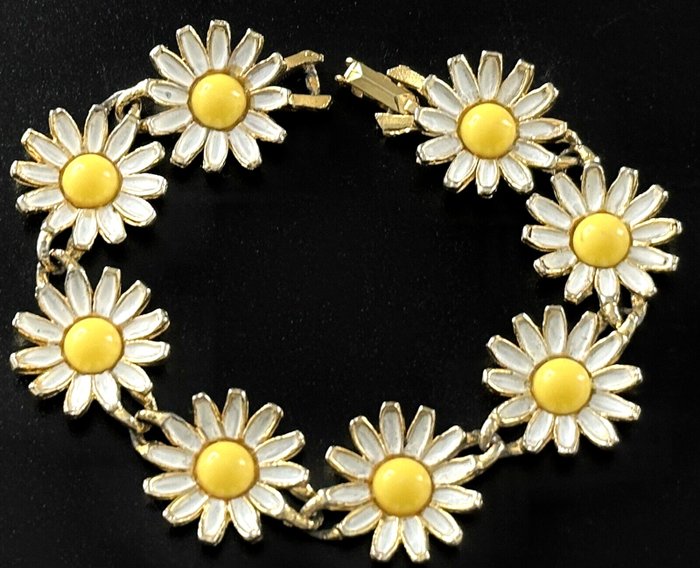 Weiss vintage "Daisy flower" 1950s bracelet Placcato oro - Bracciale