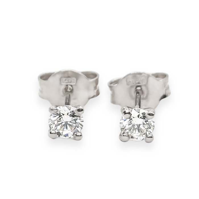 14 carats Or blanc - Boucles d'oreilles - 0.40 ct Diamant - Diamants