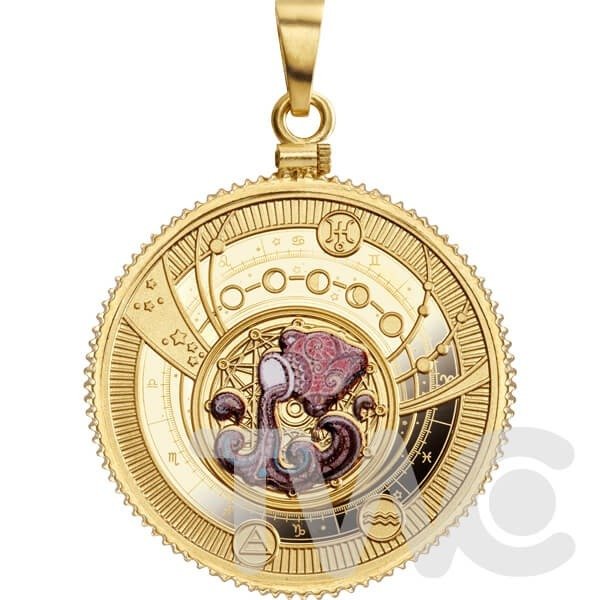 喀麥隆. 500 Francs 2018 Aquarius Zodiac Sign Proof Silver Coin (Pendant) (.999)  (沒有保留價)