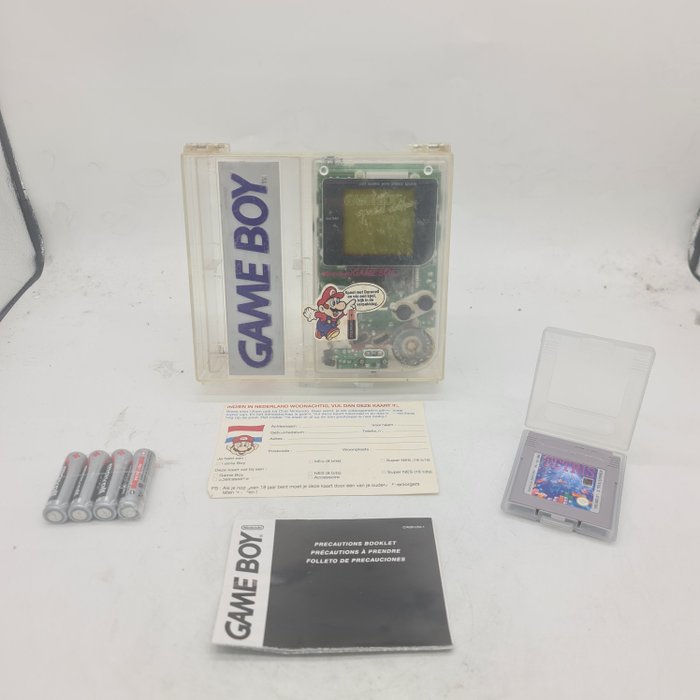 Nintendo GameBoy Advance Clear Gray AGB-001 Game Boy Console w Box  Authentic and Tested, Works Good, RARE 