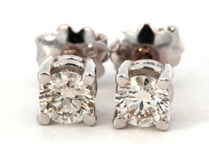 14 kt Weißgold - Ohrringe - 0.86 ct Diamant - Diamanten