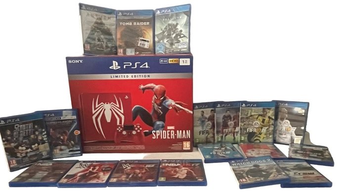 Sony PlayStation 4 limited edition Marvel’s Spider man - Console with games (18) - In original box