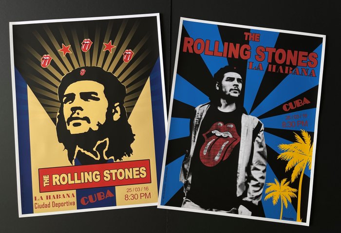 Reinaldo Chacón (1955). - (X 2 Poster ) Rolling Stones, América Latina Olé Tour, 2016, La Habana Cuba Ché Guevara. Muy RAROS !