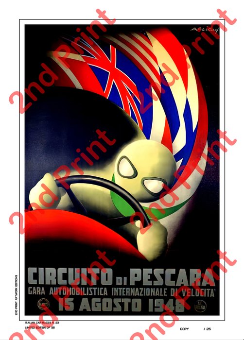 Affischer - Alfa Romeo - Collector Limited Edition 25 Pc - Circuito di Pescara - 15 Agosto 1948