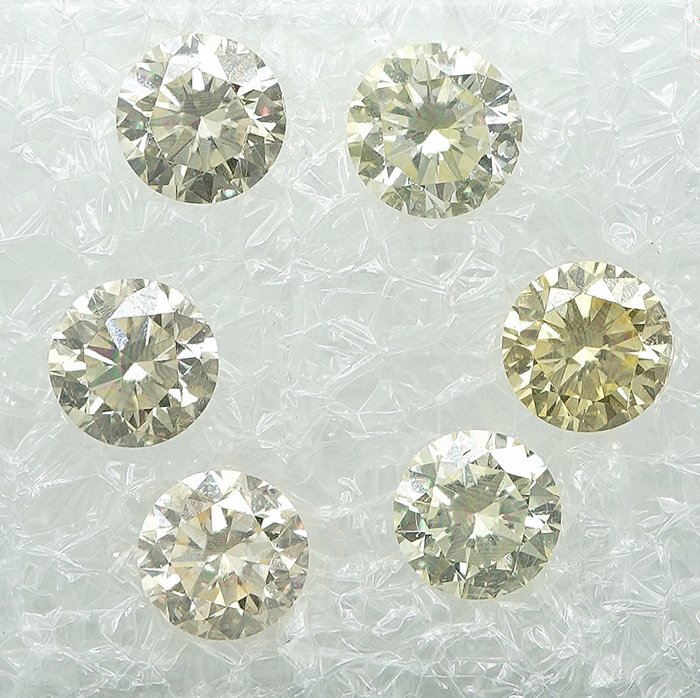 6 pcs Diamant  (Natural)  - 1.10 ct - SI1, VS1 - Gem Report Antwerpen (GRA)