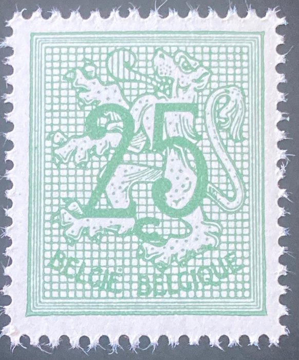 比利时 1951/1966 - 纹章狮子：浅绿色25c（不同颜色） - OBP/COB 1368b