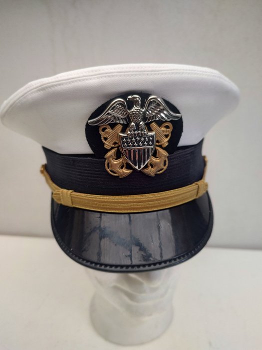 Czapka chorążego/dowódcy porucznika Marynarki Wojennej Stanów Zjednoczonych w kolorze białym - Nasza Marynarka Wojenna - Hełm wojskowy