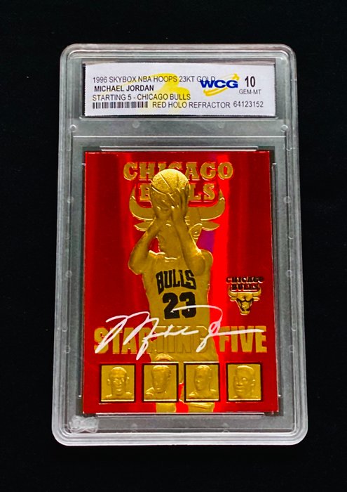 1996 - Skybox - NBA Hoops 23 KT Gold - Michael Jordan - Red Holo Refractor - Signature Series - 1 Graded card - WCG 10