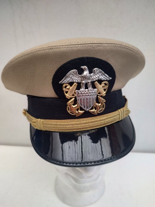 Berretto da ufficiale di mandato/tenente comandante della Marina degli Stati Uniti color kaki - Marina americana - Elmetto militare