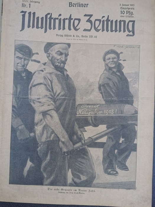 Tyskland - Første verdenskrig 1915 Berliner Illustrirte Zeitung 52 utgaver innbundet 736 sider, hundrevis av - Bok - 1915
