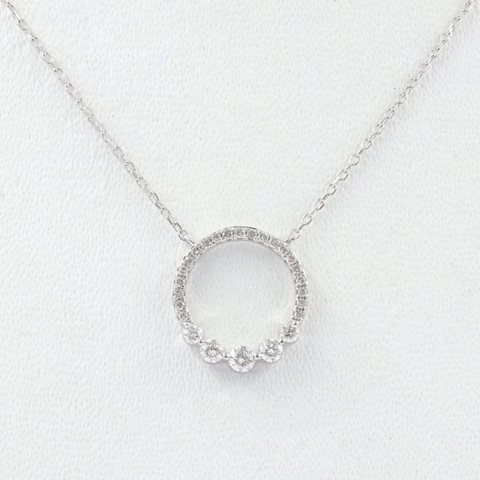 Necklace with pendant - 14 kt. White gold -  0.35 tw. Diamond  (Natural) 